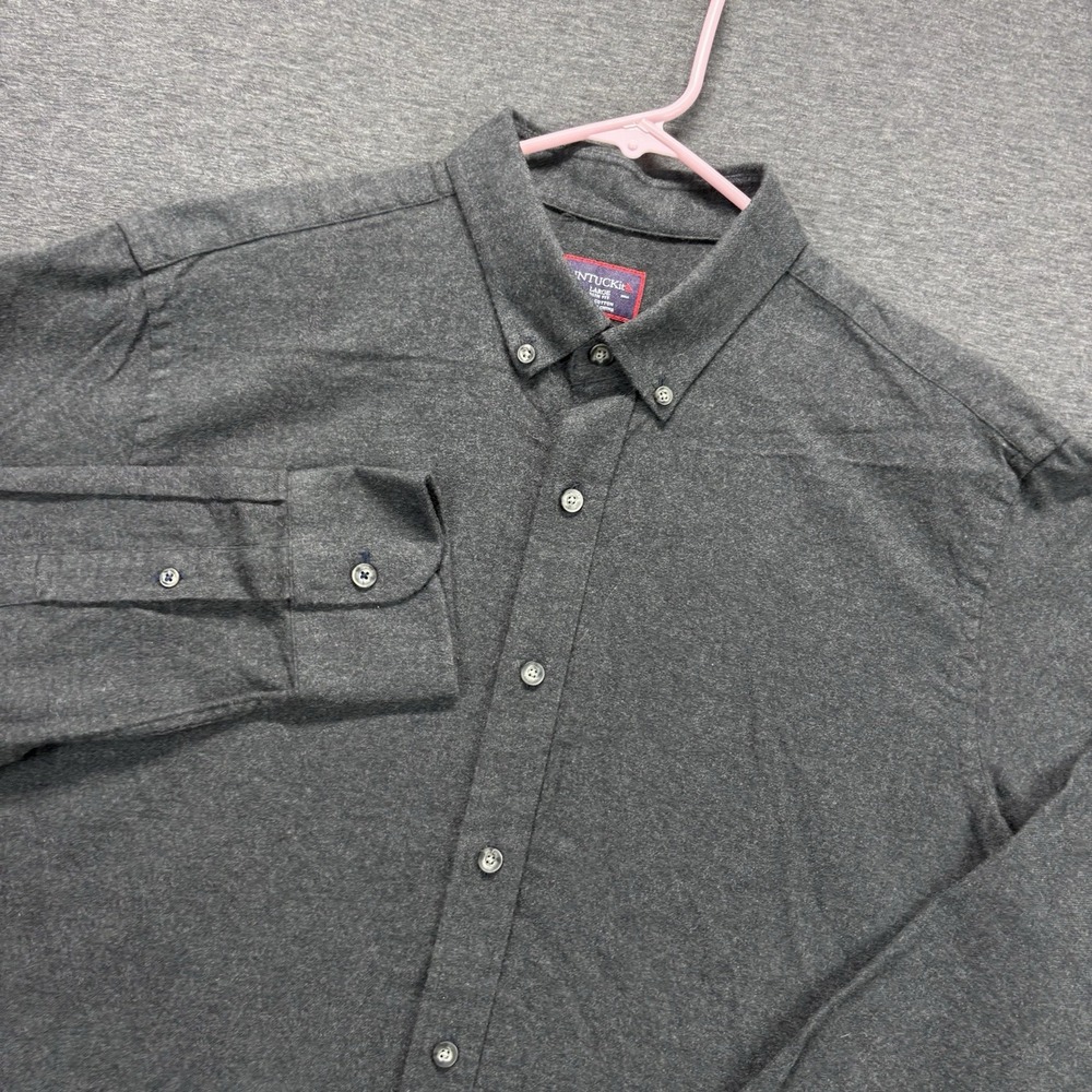 UNTUCKit Flannel Shirt Mens L Gray Slim Fit Chamois Long Sleeve Button Down